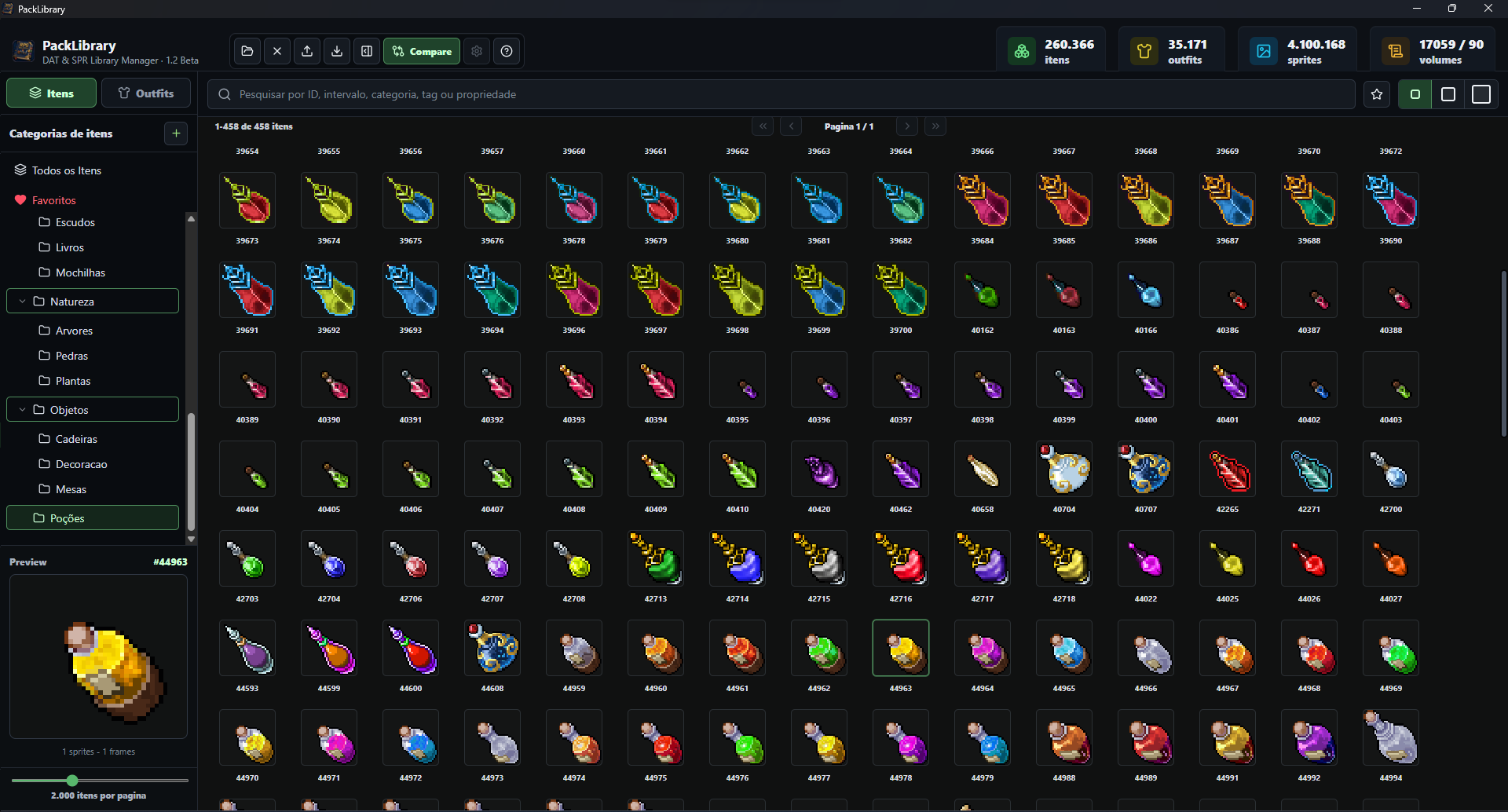 Categorias customizadas no PackLibrary