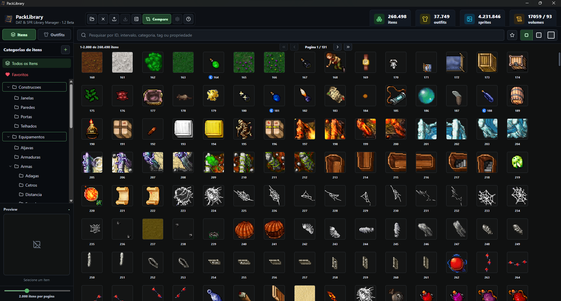 Tela principal do PackLibrary