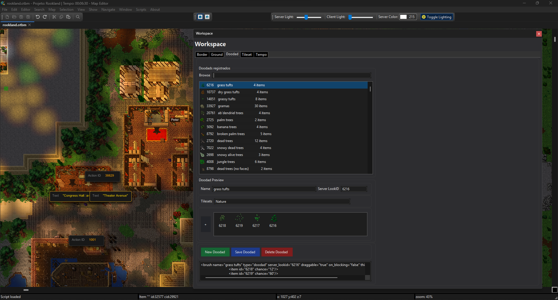 Editor de script de doodads no RME personalizado