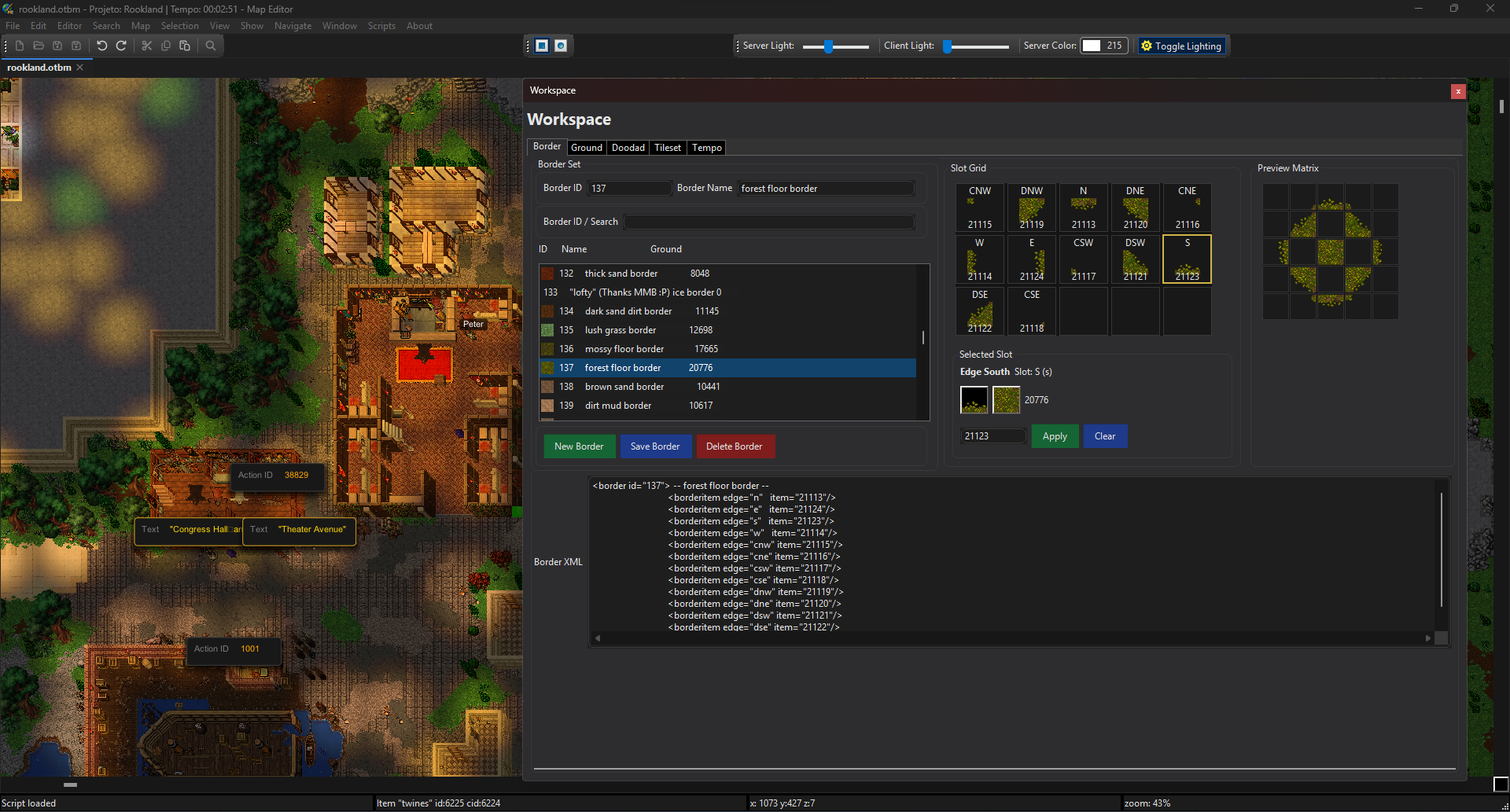 Editor de script de bordas no RME personalizado