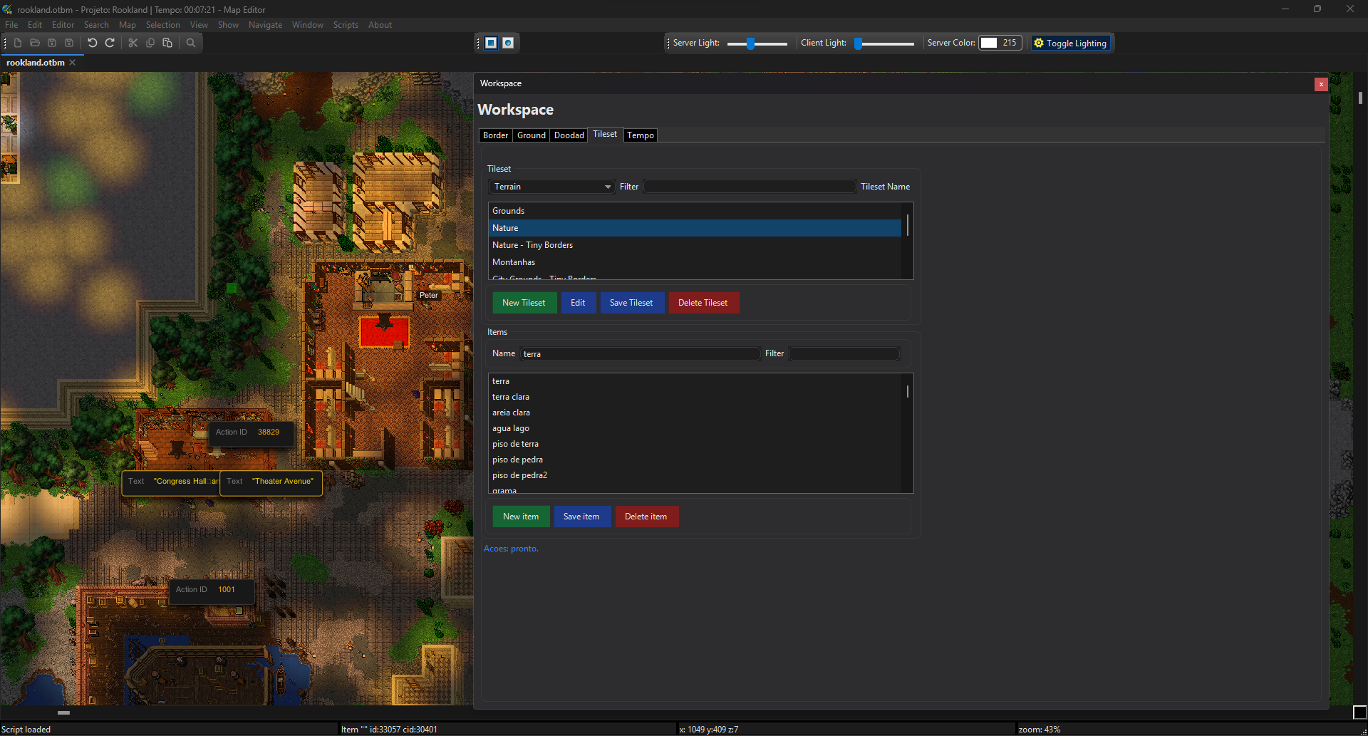 Editor de script de tileset no RME personalizado