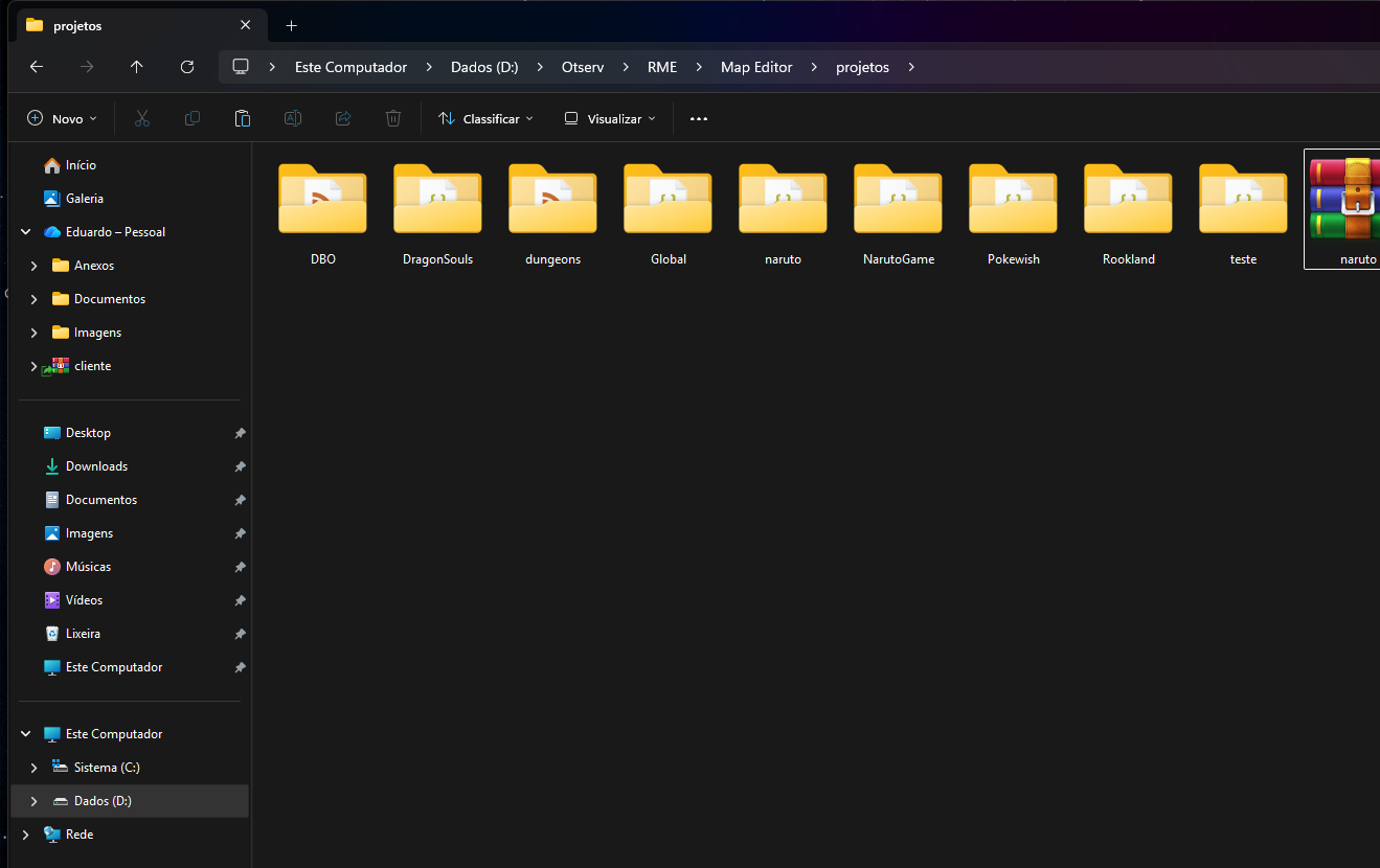 Estrutura de arquivos de projeto no RME personalizado