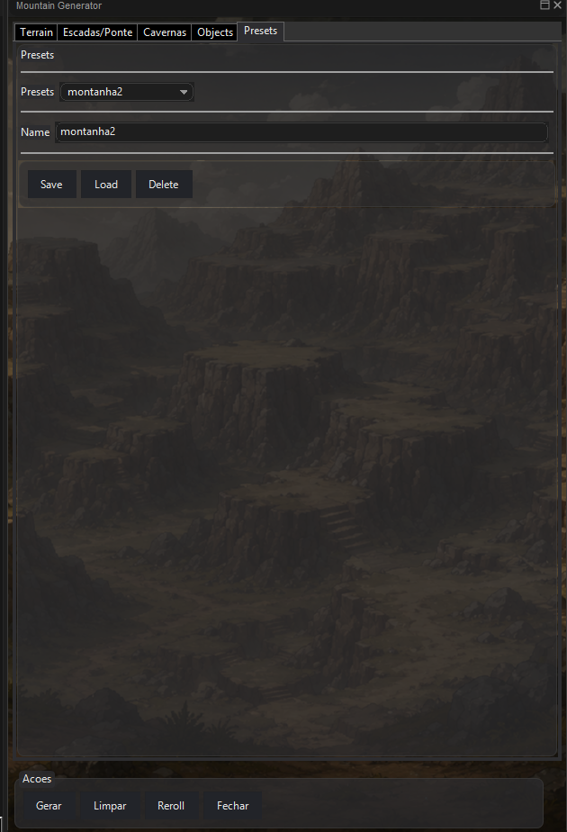Mountain Preset no RME personalizado